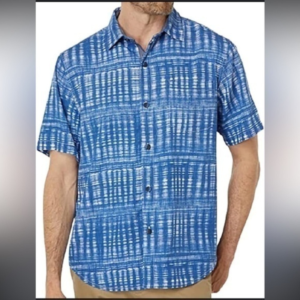 ▶️ Tommy Bahama ◀️ Daybreak Batik Silk Shirt in Navy Size